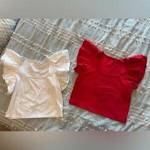 White Ruffle Sleeve Top - Selling together